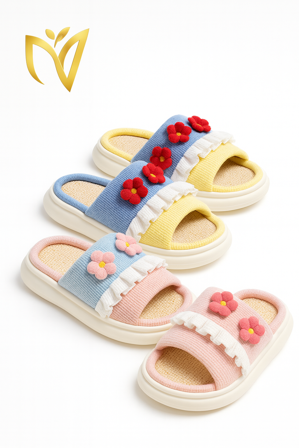 Women's Breathable Linen Slippers with Soft Anti-Skid Soles