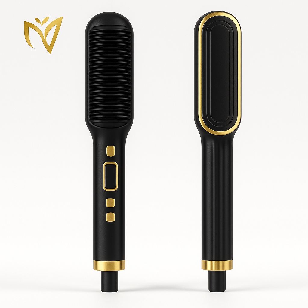 LCD Hair Straightening Comb with Dual-Use Curling Iron